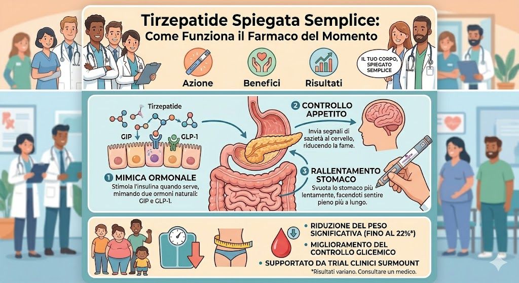 Come funziona tirzepatide Mounjaro spiegato semplicemente